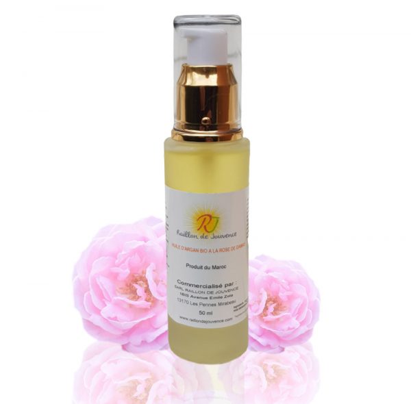 Huile d'Argan vierge Bio à la rose de Damas - 50ml - Produit Raillon de Jouvence